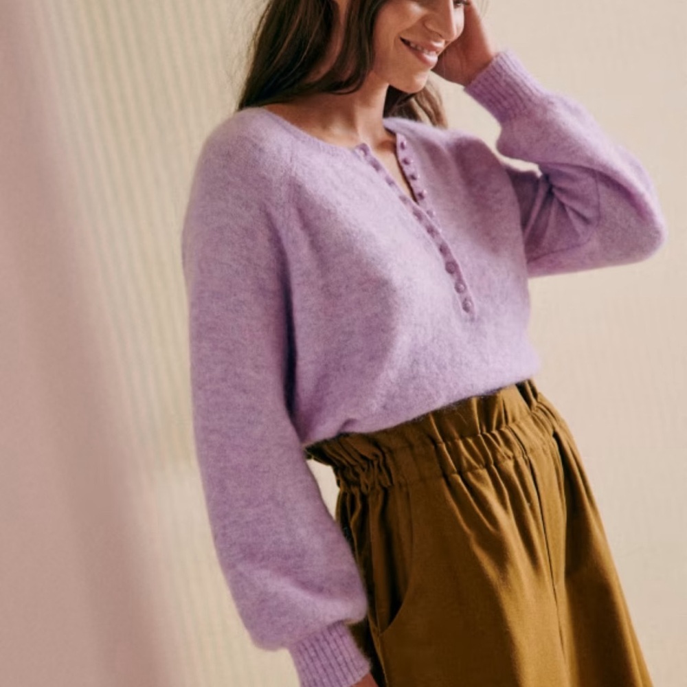 Sézane Leon Lavender V-Neck Sweater